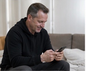 Man checking prostate supplement information before making a decision