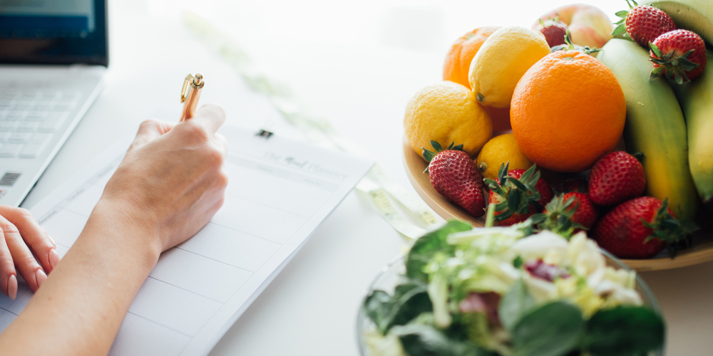 Healthy meal planning with fresh produce