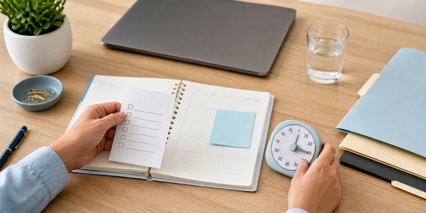 Planner, checklist, and timer for practical ADHD support