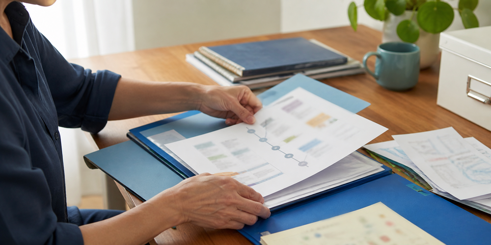 Adult preparing childhood records for an ADHD assessment