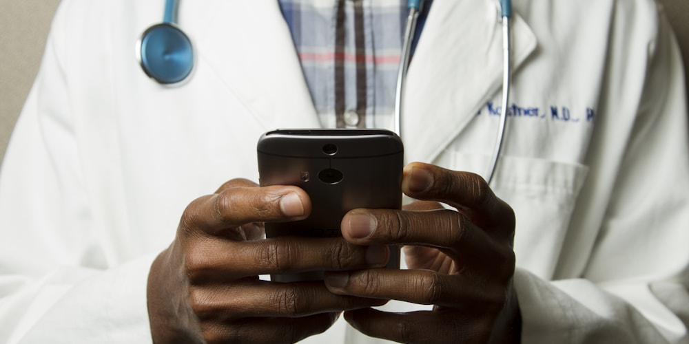 Clinician reviewing a prostate health scan